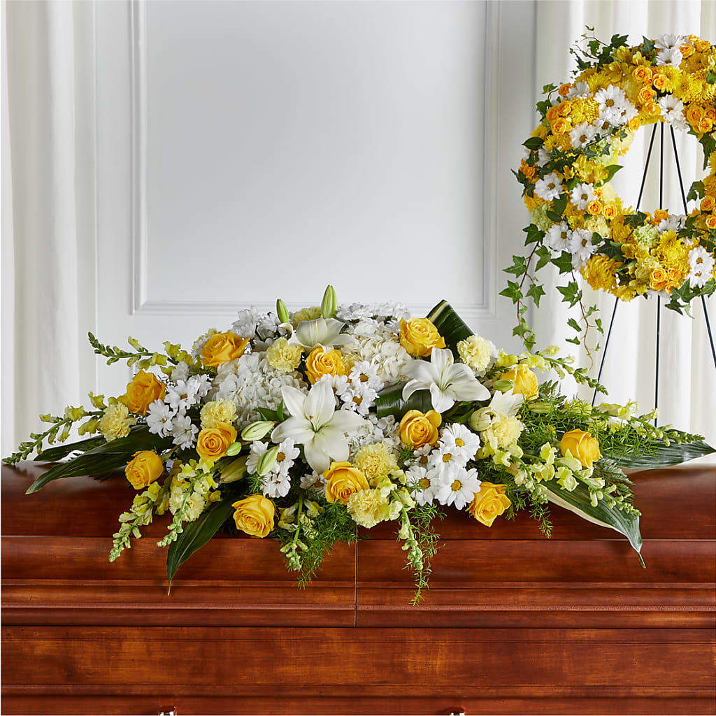 Golden Harmony Casket Spray – Margartia Flowers, Jersey City NJ