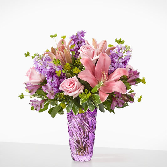 Precious Petals Bouquet with Luxe Swirl Vase –  Margartia Flowers, Jersey City NJ