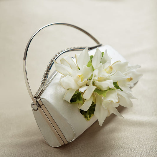 White Purse Decor –  Margartia Flowers, Jersey City NJ