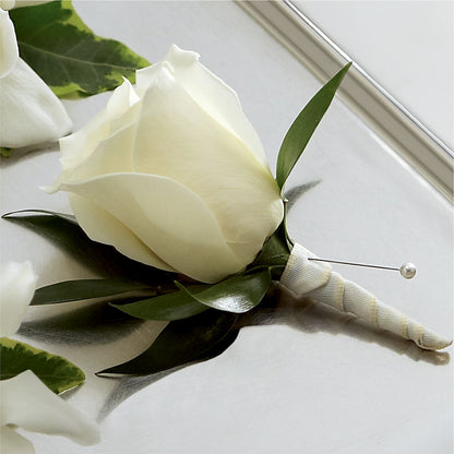 White Rose Boutonniere –  Margartia Flowers, Jersey City NJ